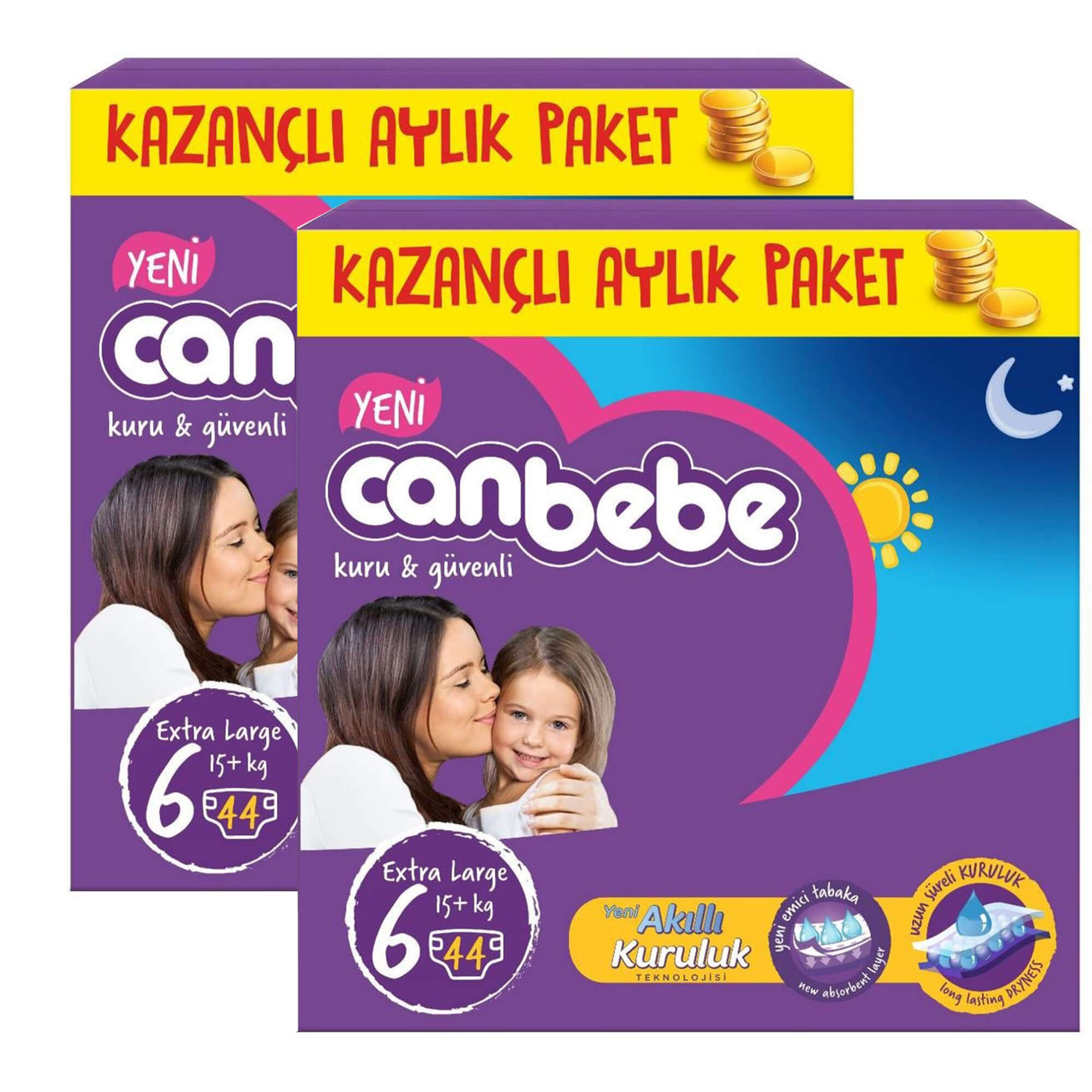 Canbebe Aylık Paket Bebek Bezi 15+ kg No6 Extra Large 88 Adet