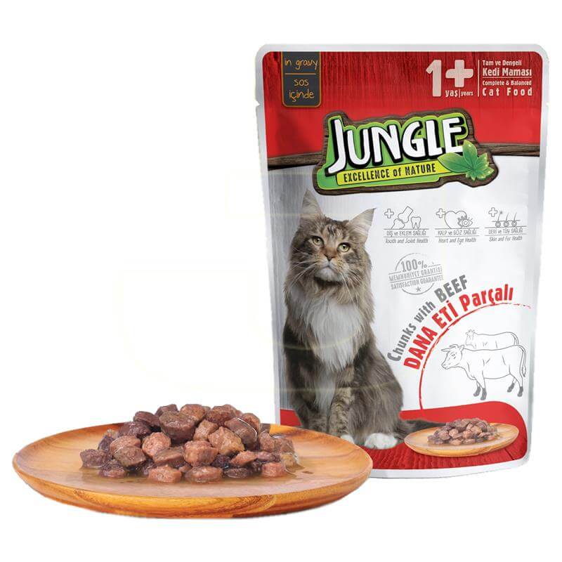 Jungle Dana Etli Parçalı Yetişkin Kedi Maması 100 gr Marketpaketi