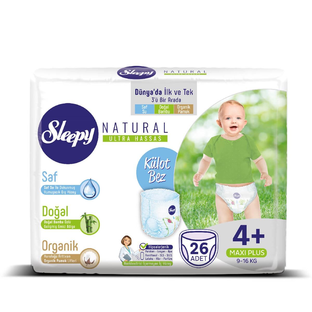 Sleepy Natural Külot Bez 4+ Beden Maxi Plus 26 Adet Marketpaketi