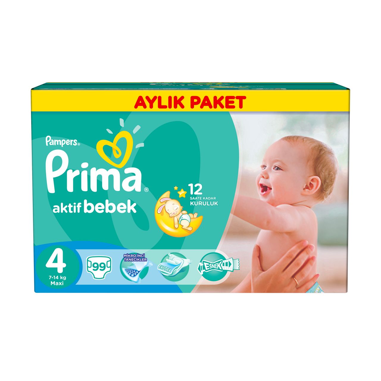 Prima Bebek Bezi Aktif Bebek 4 Beden Maxi Aylık Paket 99 Adet