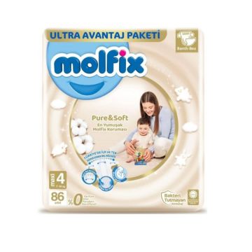Molfix Pure&Soft Bebek Bezi Maxi 4 Beden 86 Adet