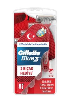Gillette Blue3 Tıraş Bıçağı Milli Takım Özel Paketi 8 Adet