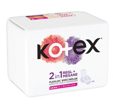 Kotex 2 in 1 Regl + Ultra Uzun Mesane Pedi 12'li