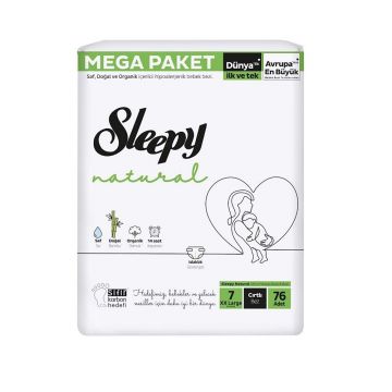 Sleepy Natural Mega Fırsat Paketi XX Large 7 Beden Bebek Bezi 76 Adet