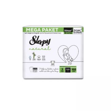 Sleepy Natural Bebek Bezi Mega Midi 3 Beden 168 Adet