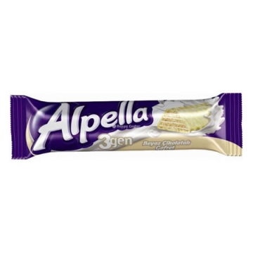 Alpella 3Gen Beyaz Çikolatalı Gofret 28 Gr