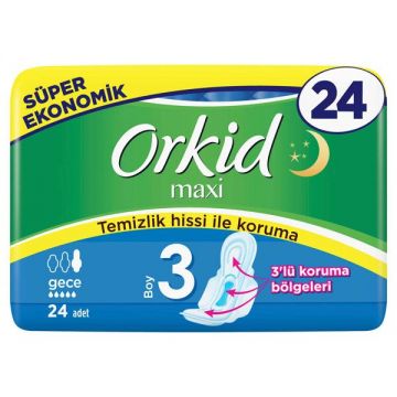 Orkid Maxi Hijyenik Ped Gece 24'lü