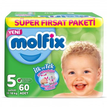 Molfix Süper Fırsat Paketi Junior 11-18 kg No:5 Bebek Bezi 60 Adet 