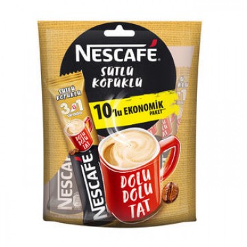 Nescafe 3 ü 1 Arada Sütlü Köpüklü 10 Adet