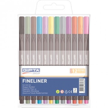 Gıpta K602 Fineliner Kalem PP Kutu 12 Renk