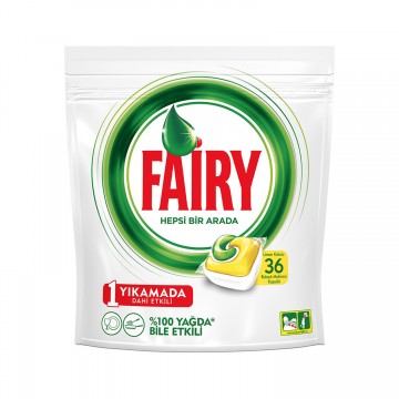 Fairy Hepsi Bir Arada Bulaşık Makinesi Deterjanı Kapsülü Limon Kokulu 36 Adet