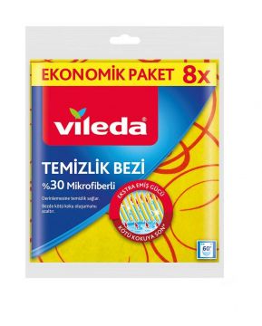 Vileda %30 Microfiber Düz 8 Li Temizlik Bezi