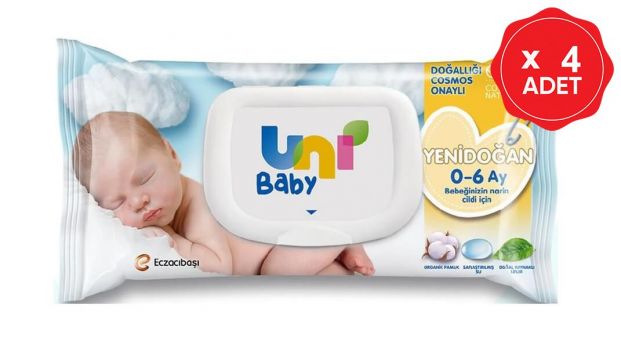 Uni Baby Yenidoğan Islak Mendil 3+1 Fırsat Paketi 160 Yaprak