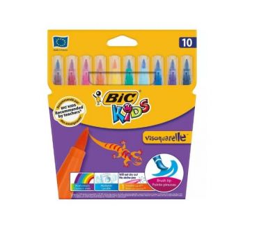 Bic Visa Fırça Uçlu 10 Renk Keçeli Boya Kalemi