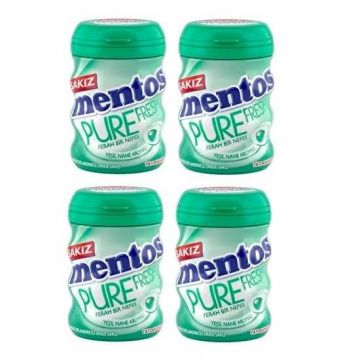 Mentos Sakız Yeşil Nane 60 Gr Şişe x 4 Adet