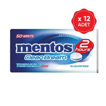 Mentos Clean Breath Peppermint Nane Aromalı Tablet Şeker 35 Gr x 12 Adet