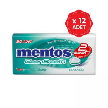 Mentos Clean Breath Yoğun Nane Aromalı Tablet Şeker 35 Gr x 12 Adet