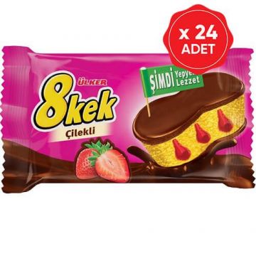 Ülker Dankek 8 Kek Çikolatalı Çilekli 55 Gr x 24 Adet