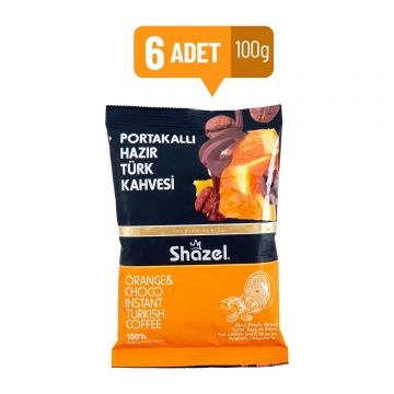 Shazel Portakal Hazır Türk Kahvesi 100 Gr x 6 Adet