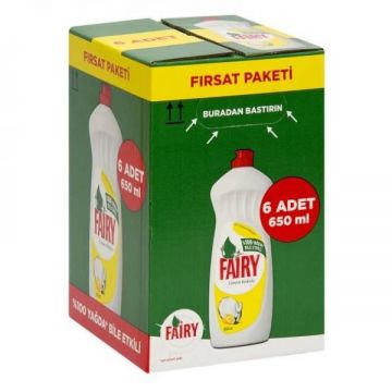 Fairy Sıvı Bulaşık Deterjanı Limonlu Fırsat Paketi 650 ml x 6 Adet