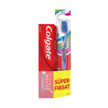 Colgate Visible White Diş Macunu 75 ml ve Extra Clean Diş Fırçası Avantaj Paketi