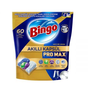 Bingo Pro Max Akıllı Kapsül Bulaşık Makinesi Deterjanı Tableti 60'lı