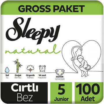 Sleepy Natural Gross Paket Bebek Bezi 5 Numara Junior 100 Adet